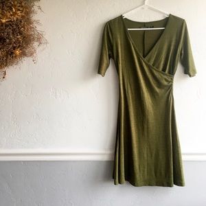 Prana Wool Blend Olive Cross Front Nadia Dress